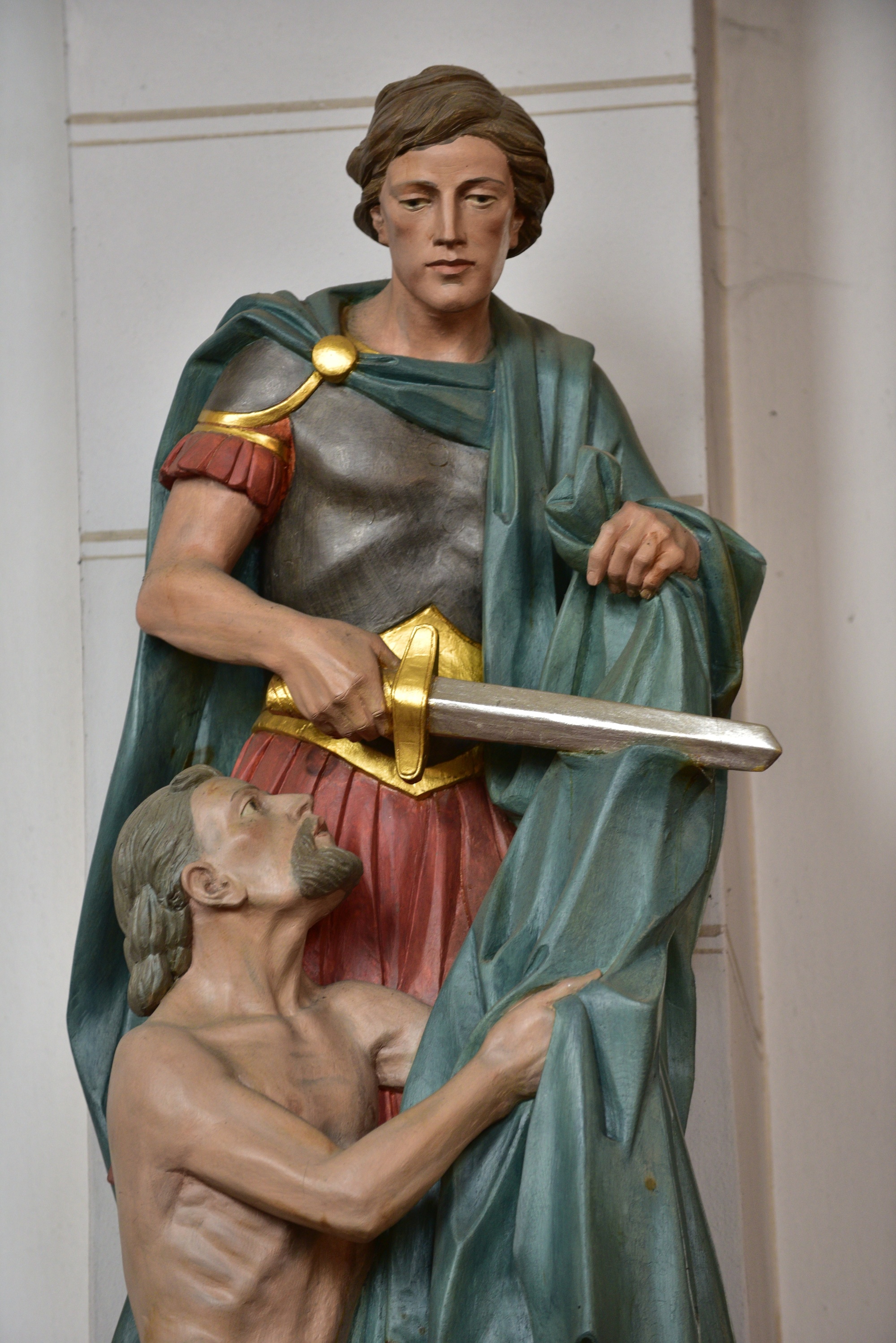 St. Martinus, Niederpleis, Martinus-Figur - Ausschnitt